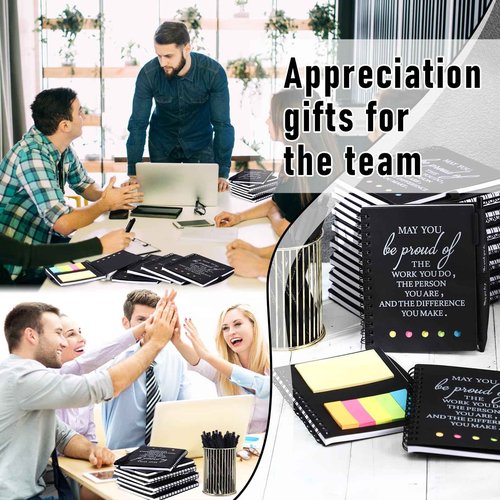 Resurhang 48 Pcs 24 Set Employee Appreciation Gift Bulk Rad Tech Week Inspirational A6 Notebook Pen Sticky Notepad Coworker Nurse Practitioner Christmas Party Favor Office Supplies(Black)