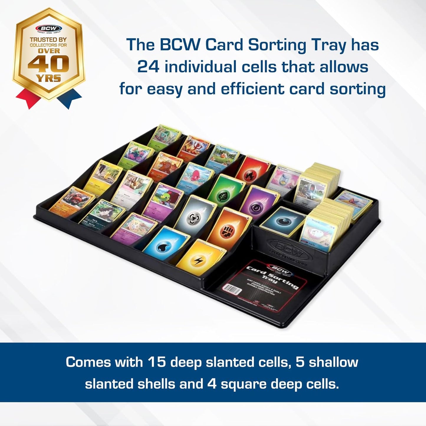 BCW Card Sorting Tray - 24-Cell Trading Card Organizer for TCG & Sports Cards | Perfect for Pokémon, Baseball, Magic