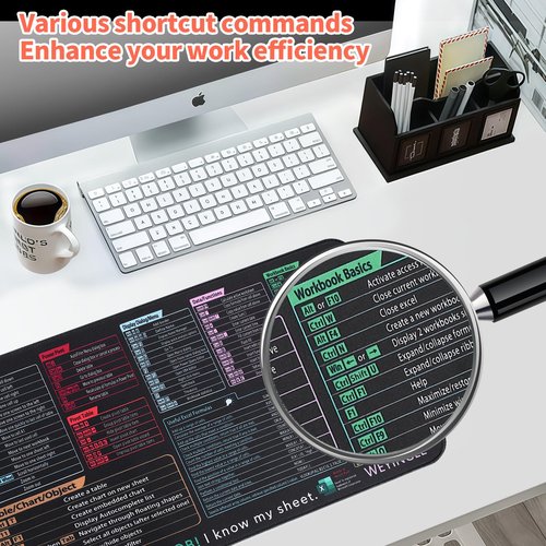 Wireless Charging Mouse Pad with Foldable Phone Stand &Excel Shortcut Keys 15W Qi Fast Charging Desk Mat XXL Non-Slip Surface for Gaming/Office, Compatible with Qi-Enabled Phones (31.5x11.8x0.16inch)