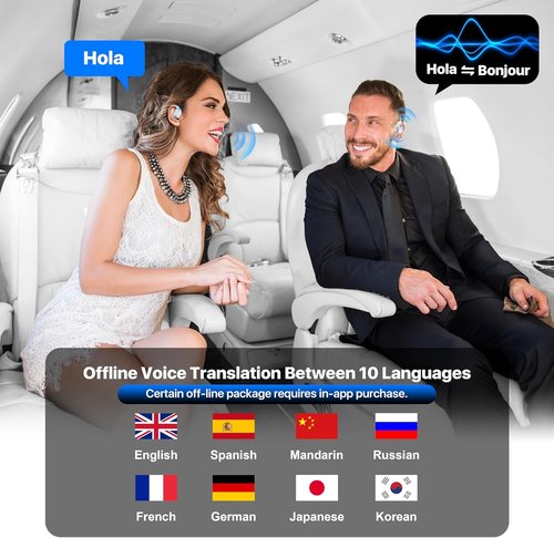 OWS AI Translation Earbuds - Real-Time 3-in-1 Device for 144 Languages & Accents | Perfect for Travel & Learning - White