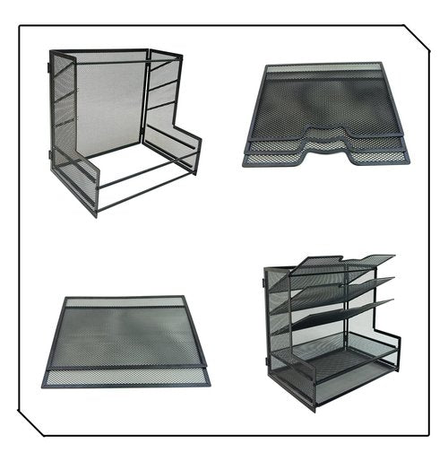 Generic 5-Tier Metal Mesh Desk Organizer, Office File Holder, Paper Organizer for Home Office Furniture, Black