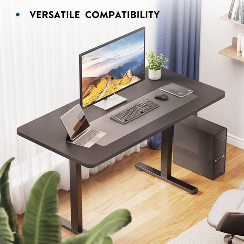 BONTEC Wood Table Top for Electric Standing Desk, 47.2" x 23.6" Solid One-Piece Countertop, Black MDF Desktop for Home Office, Gaming & Commercial Use, Compatible with Adjustable Frames
