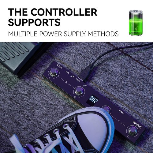 M-VAVE Chocolate Plus Wireless Page Turner Pedal MIDI Foot Controller 4 Buttons BT Rechargeable External Pedal for Loop Pedal Tuner Switching Control
