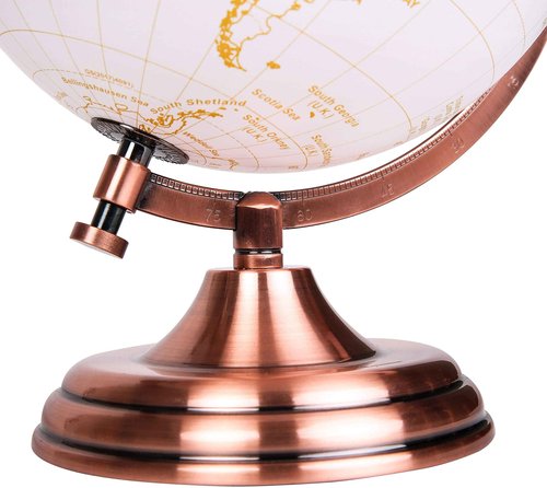 Exerz 8" Globe Golden and White - Wedding Guest Book - Bronze Metal Arc and Base, Coated in Golden Colour in White Globe (English)