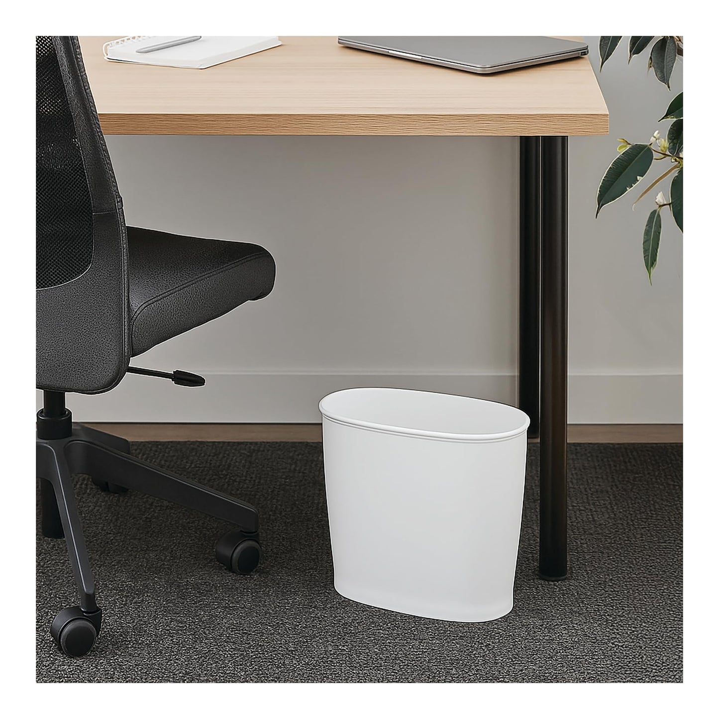 iDesign Slim Plastic Bathroom Trash Can, Small Garbage Bin for Bedroom, Office, Desk, Dorm, 2-Pack, White