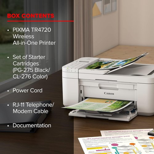 Canon PIXMA TR4720 Wireless All-in-One Inkjet Printer - Print, Copy, Scan, Fax | 4800 x 1200 dpi, White