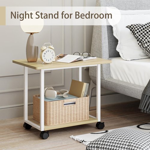 MARTY 22"x15.75" Large Under Desk Printer Stand with Storage Shelf 2-Tier Rolling Printer Cart with Wheels Printer Table for Home Office Heavy Duty Storage Rack for Scanner Fax Machine, Maple