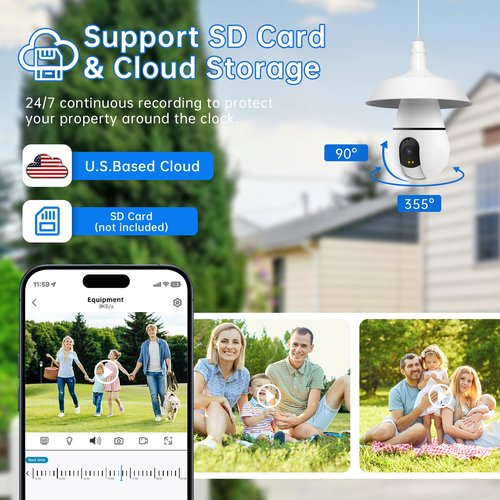 ILWUT Light Bulb Camera 5G&2.4Ghz WiFi 2K Security Cameras Wireless Outdoor Indoor,AI Detection and Alarm,Two-Way Talk,Cameras for Home Security,Color Night Vision,911 Emergency Dispatch(2Pack)