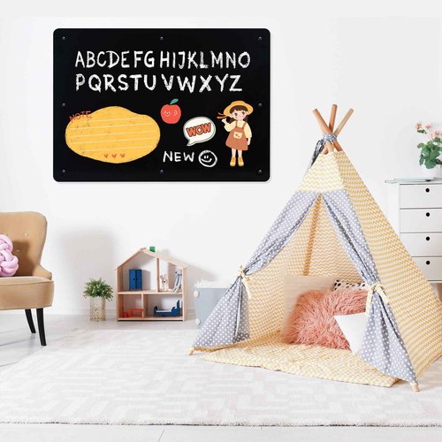 GOORY Magnetic Wall Board - 24" x 48" - Memo & Vision Bulletin Board for Home, Office and Classroom - Pre-drilled Mounting Screws Large Frameless Magnet Black Wall Board