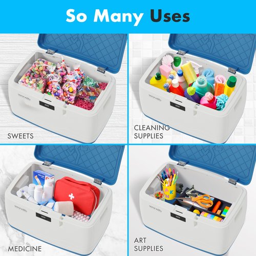 SereneLife Locking Storage Container Bin - 5 Gallon Large Capacity - Stackable Storage Tote Deck Tough Box - Durable Plastic Household Organizer Bins with Lid, Combination Lock Security - SLSBIN10