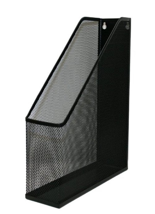 YBM HOME Wall Magazine Holder and Desk Organizer Rack Keeps Up to 20 Magazines Upright, Steel Mesh Magazine Desk Organizer and File Storage for Home and Office - Black