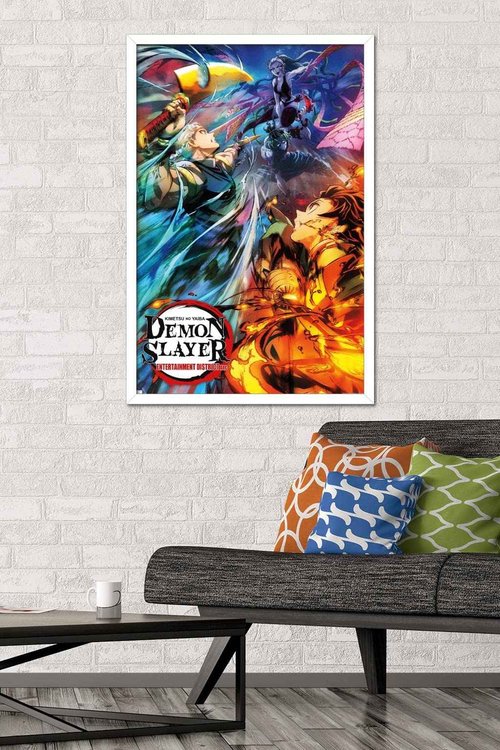 Trends International Demon Slayer - Key Visual 2 Wall Poster, 22.375" x 34", White Framed Version