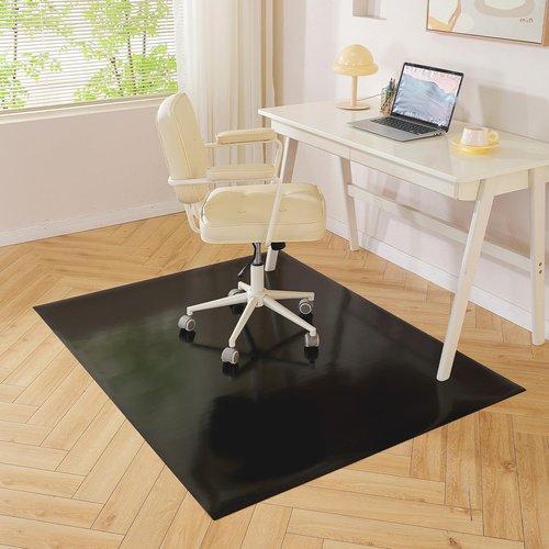 Black Chair Mat for Hardwood Floor, 48 x 60 Inch Large Office Chair Mat, Plastic Floor Protector, 4'×5' Area Rug for Living Room, Heavy Duty Wood Tile Floor Mats for Home Laundry Dining Area