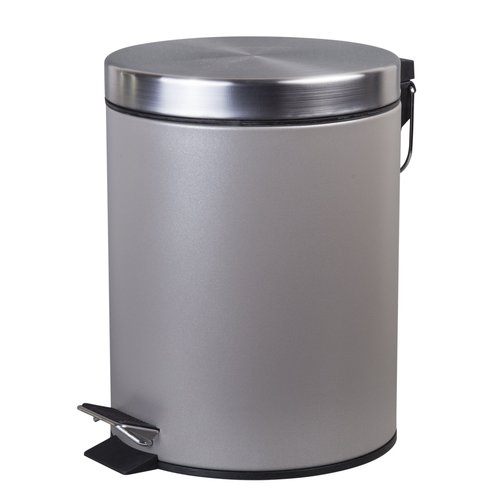 Creative Home Stainless Steel Round Step Trash Can Wastebasket Garbage Container Recycle Bin, 5 Liter/ 1.3 Gallon, Silver