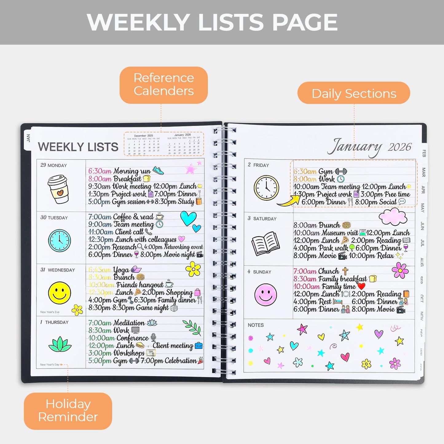 M&G 2026 Planner, Weekly and Monthly Planner Calendar, Jan 2026-Feb 2027 Agenda Book With Monthly Tabs for School Work Home Supplies, A4 8.5" x 11"
