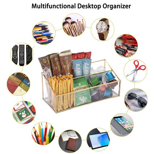 Sumnacon Glass Mail Organizer, Modern Countertop Desk Organizer, Makeup Brush Holders for Living Room, Kitchen