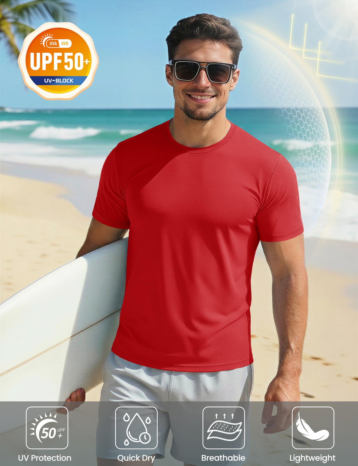 Athletic T-Shirts for Men Summer Shirts Quick Dry Top Tee Rash Guards Running Shirt Dry Fit Lightweight Sun Shirts Gym Active T-Shirt