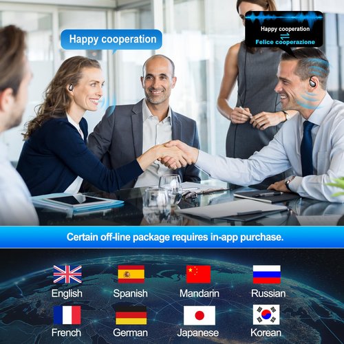 AI Language Translator Earbuds 144 Languages Bluetooth 5.3 Wireless - Two Way Translation Noise Reduction IPX5 Waterproof for Travel Business Gym Learning iOS Android