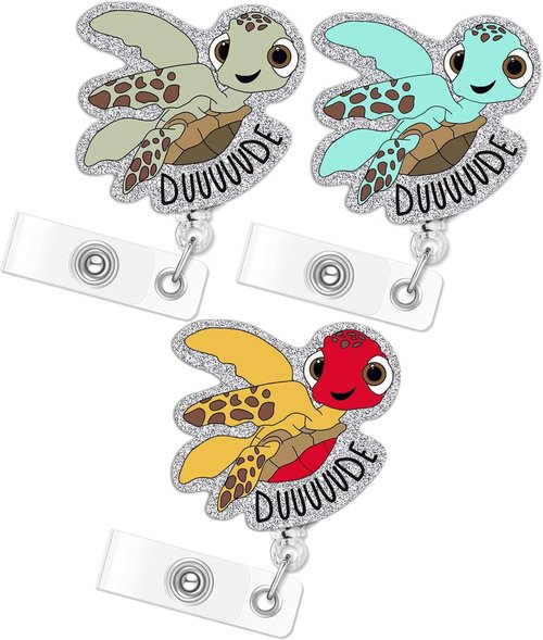 Skiennix 3pc Turtle Nurse Badge Reel - Cute Retractable Clip for RN, LPN, CNA & Medical Workers