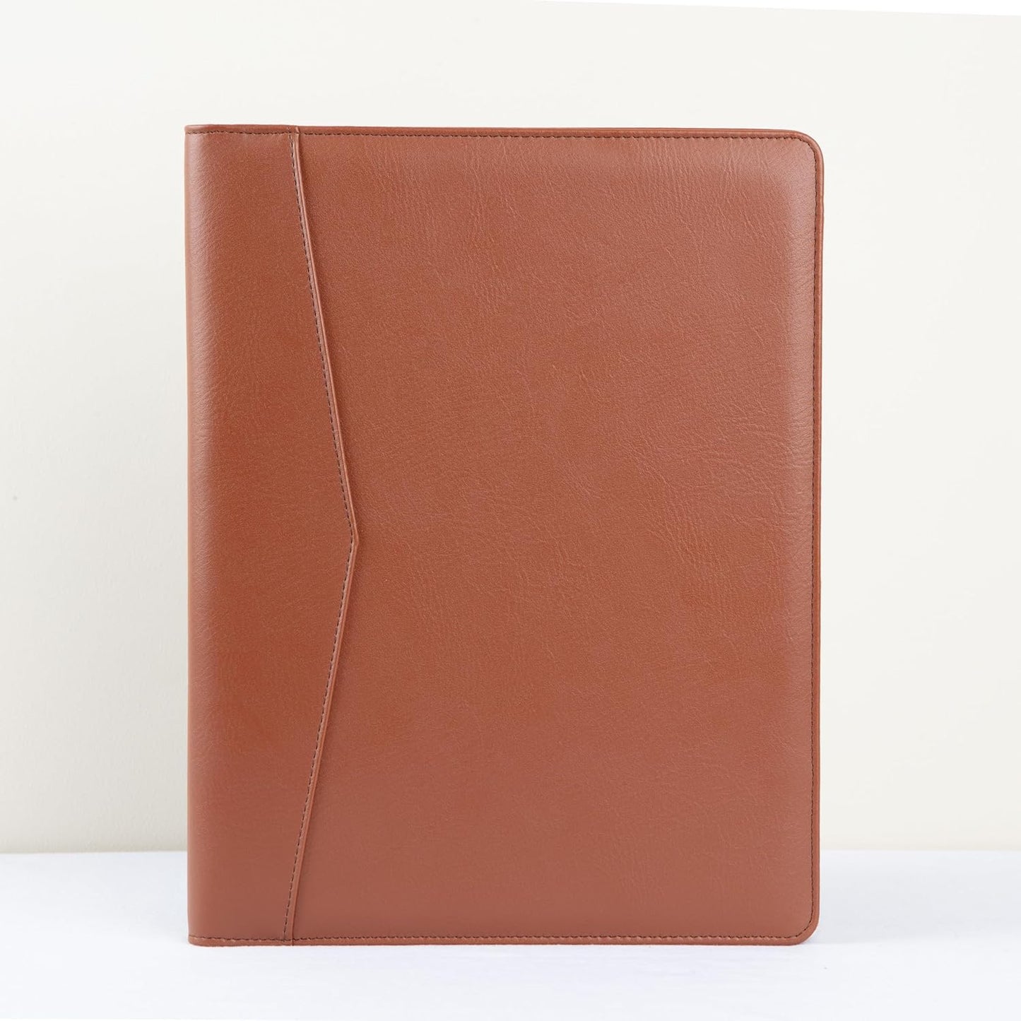 Stylio Padfolio | Elegant Tan Portfolio Organizer with Letter-Sized Notepad & Business Card Holder