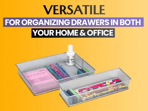 YBM HOME White Mesh Drawer Cabinet and or Shelf Organizer Bins, School Supply Holder Office Desktop Organizer Basket (2, 6x15x2 Inch)