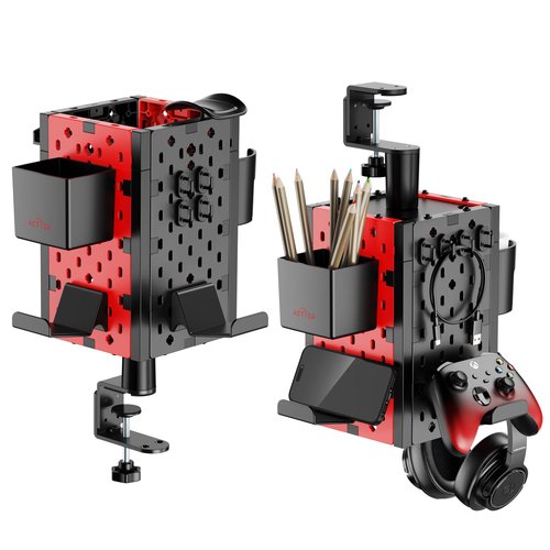 Clamp On Desk Accessories | Desk Mount Pegboard Desk Organizer | Controller Stand | Headphone Stand | Pen Holder | Cubical Office Desk Accessories | Gaming Accessories for Room | 1 Unit (4-Panel)
