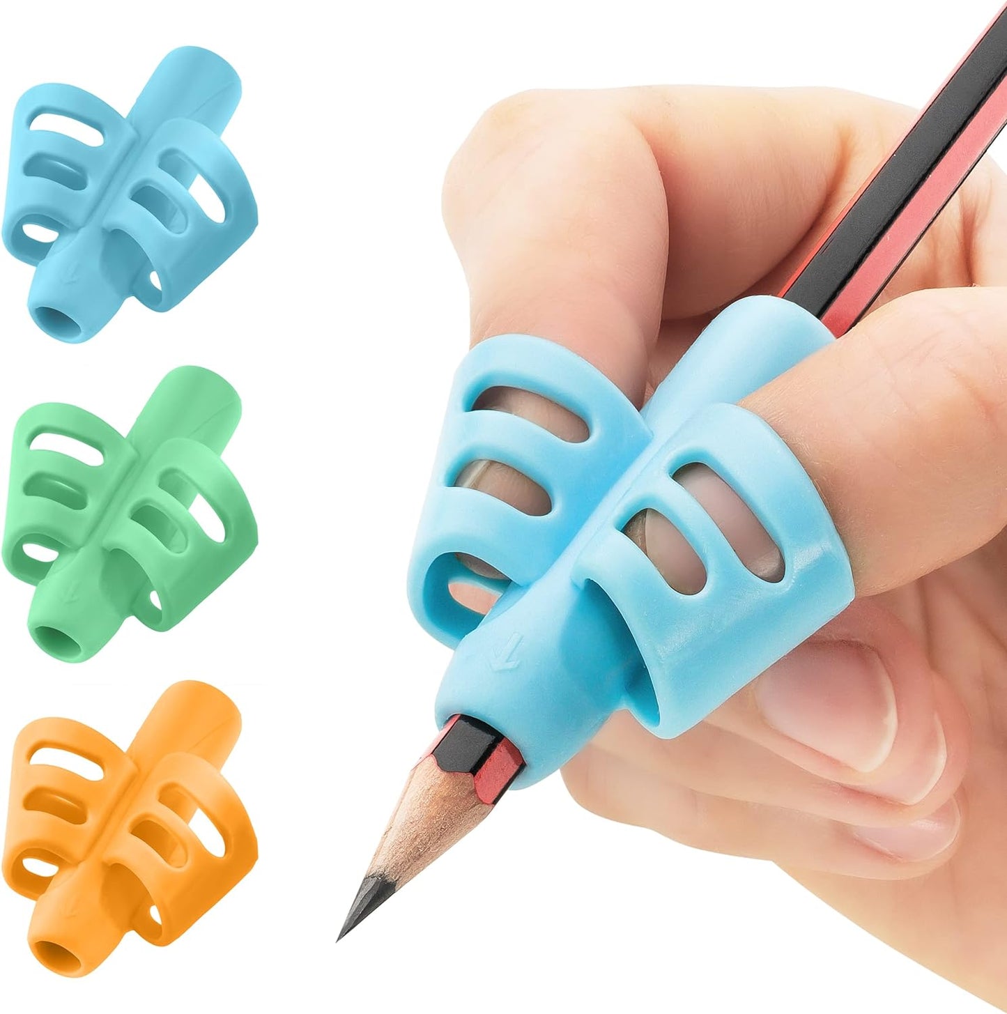 Stylo Pencil Grips for Kids - Ergonomic Handwriting Tools for Ages 2-5 | Left & Right Handed - 3 Pack