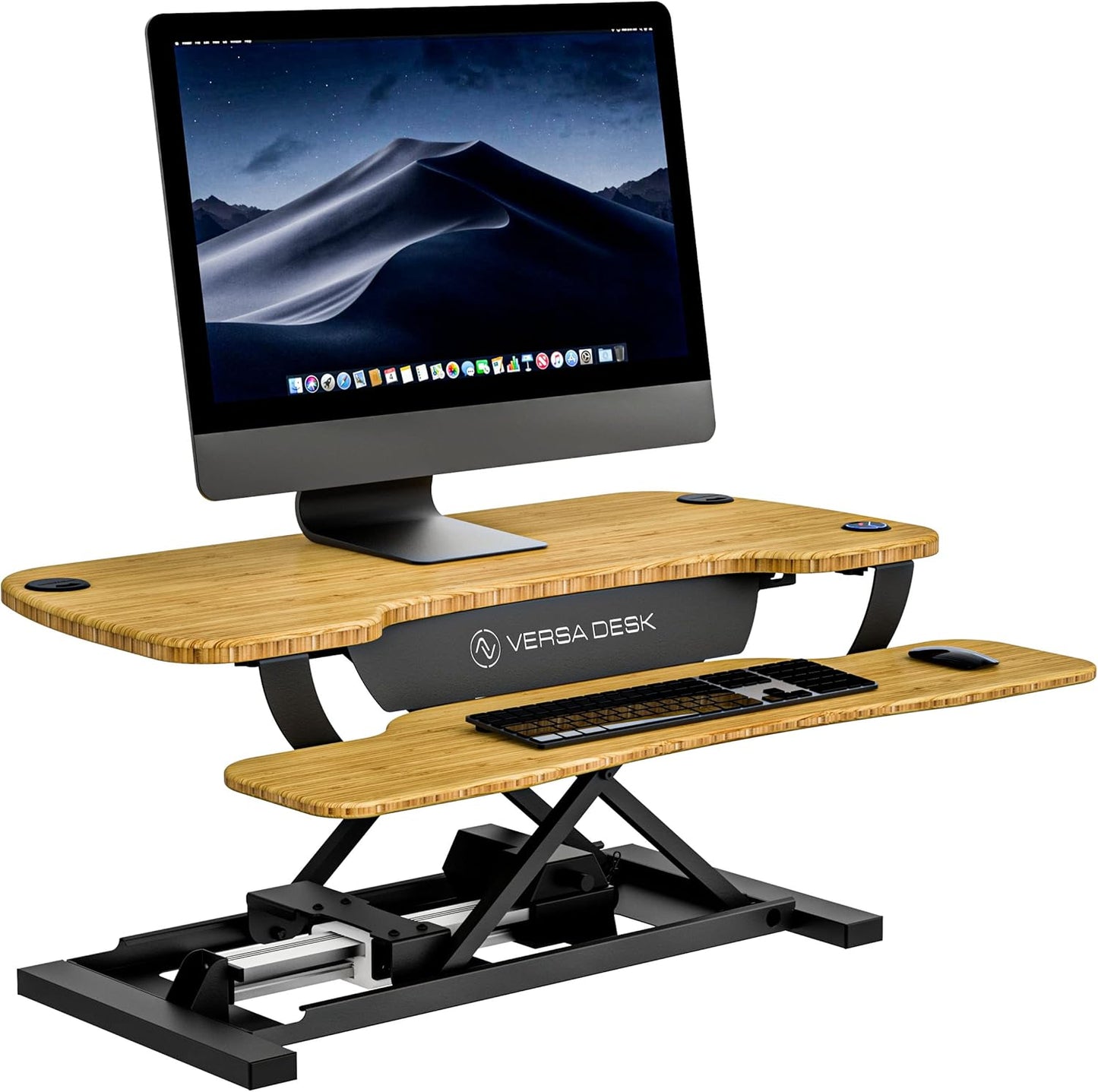 VERSADESK® PowerPro™ Standing Desk Converter - 36" x 24" Electric Height Adjustable Riser with Keyboard Tray & USB Hub - Ergonomic Bamboo Workstation for Home & Office