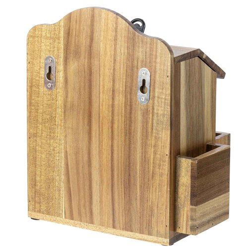 MyGift Premium Solid Acacia Wood Suggestion Box, Wall Mountable Feedback Collector with Black Cursive "Suggestions" Lettering, Comment Card Slot, Pen Holder, Top Lock and Keys