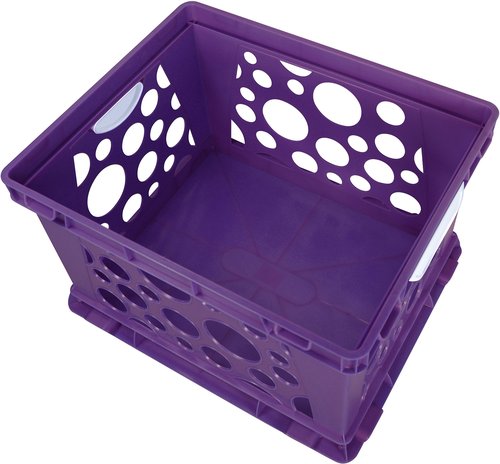 Storex Premium File Crate with Handles – Letter and Legal Document and Folder Storage, Classroom Purple 3-Pack (61464C03C)
