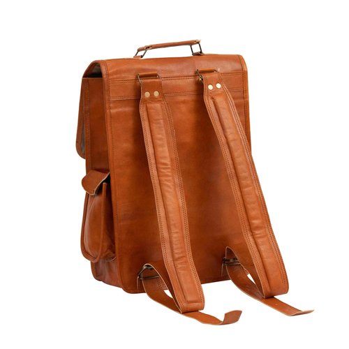 Shy Shy Let's Touch The Sky 16" Vintage leather Backpack Laptop Messenger Bag Lightweight College Rucksack Sling for Men Women