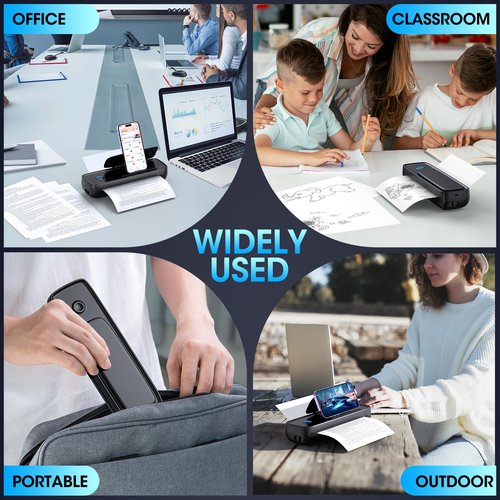GUTHERREN Portable Thermal Printer, Wireless & Bluetooth Mini Inkless Printer for Travel, Office, Home, Supports 8.5x11inch, Compatible with iPhone, Android, Laptop(Black)