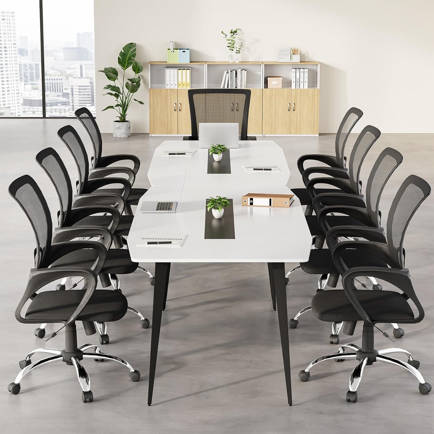 LITTLE TREE 6 FT Conference Room Table, 70.86L x 35.43W x 29.52H Inches Boat Shaped Meeting Seminar Boardroom Table