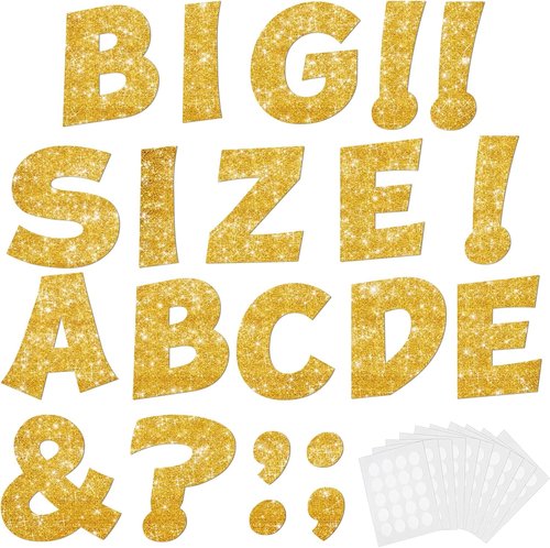 Skiennix 154 Pcs Glitter Bulletin Board Letters - 7" Alphabet & Punctuation Cutouts for Classroom Decor