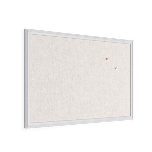 U Brands Farmhouse Linen Bulletin Boards, 30"x20" & 23"x17" White Wood Style Frames, Includes Push Pins