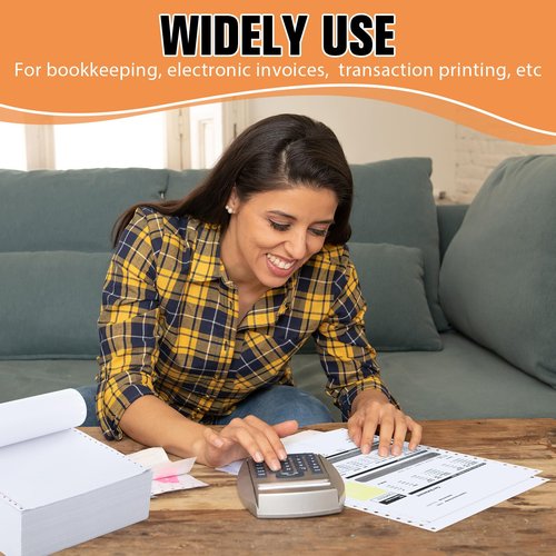 Affrolling Blank 9.5x11 Inches Continuous Feed Computer Paper Fanfold for Printers Perforated Edge 1-part, 2000 Sheets Perfect for Receipts, Invoices, Bill List, 92 Bright, 20 lb