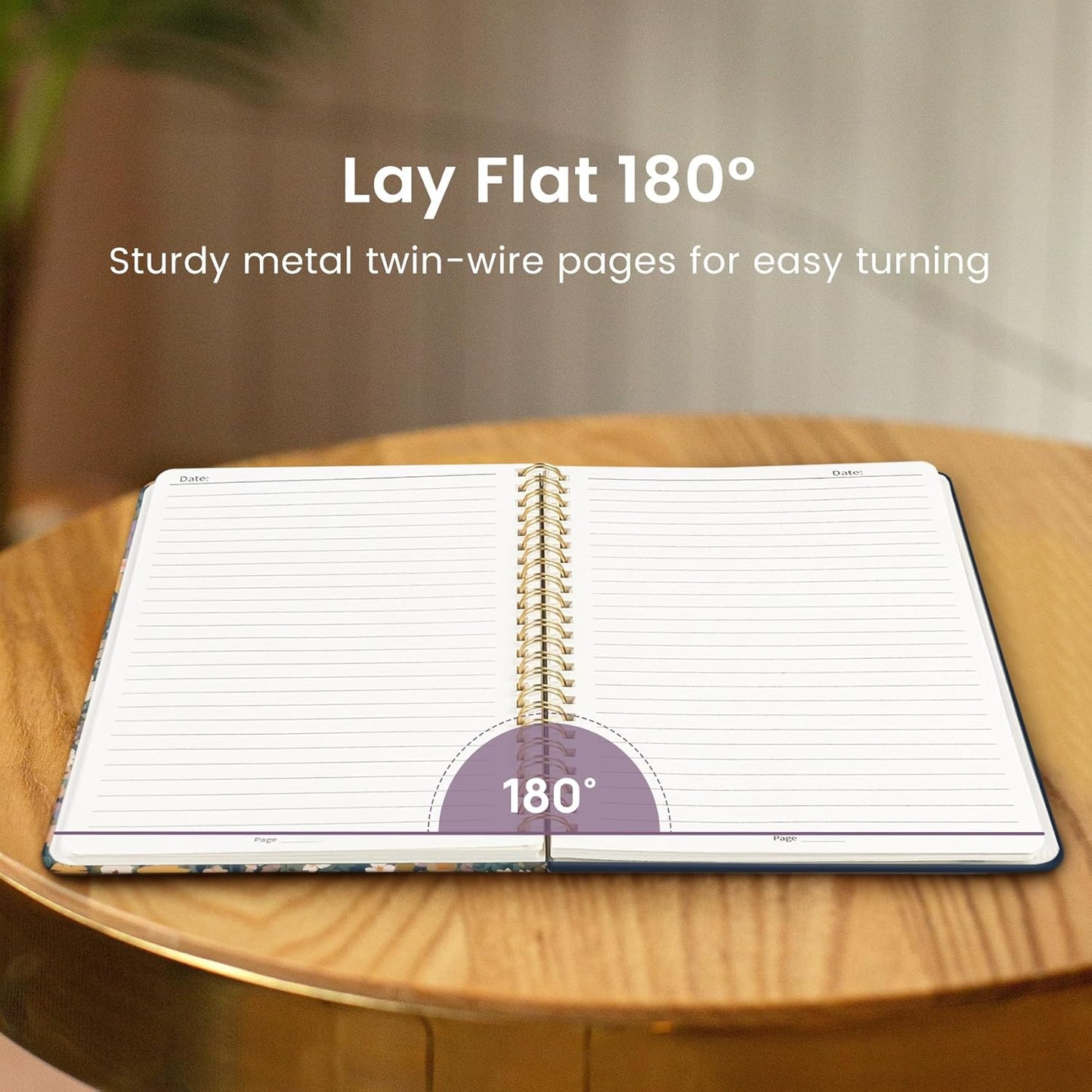Taja Lined Spiral Journal - A5 Cute Hardcover Notebook for Women | 140 Pages, Flower Garden Design
