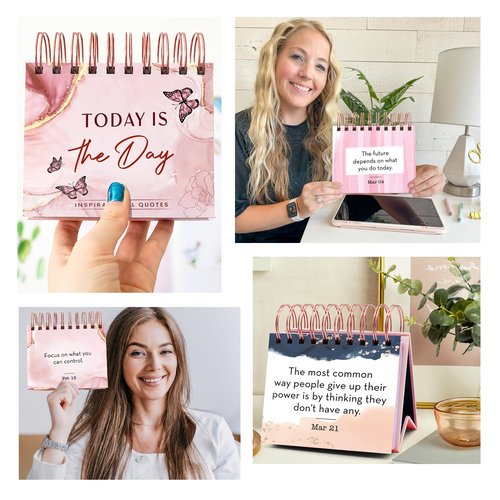 Motivational Gifts For Women, Coworkers - Inspirational Gifts for Coworkers, Leaders - Office Desk Accessories for Women, Office Gifts - Birthday Gifts, Daily Affirmations For women Flip Calendar