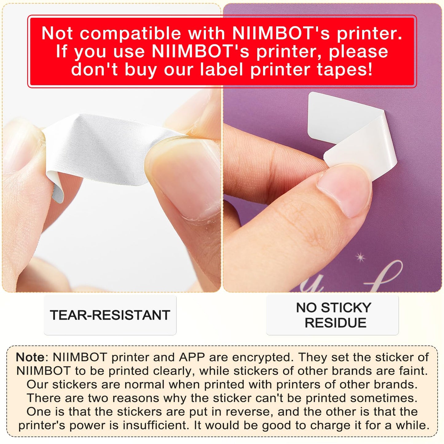 Gersoniel 1600 Pcs Label Tapes Compatible with D30 Label Printer Laminated Labeling Stickers Thermal Labels for Home Office(White,12x40mm)