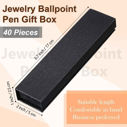Gersoniel 40 Pcs Pen Boxes Gift Empty Black Pen Case with Cushion Cardboard Box Display Case for Jewelry Gift Birthday Souvenir Presentation Business Christmas Office Supplies