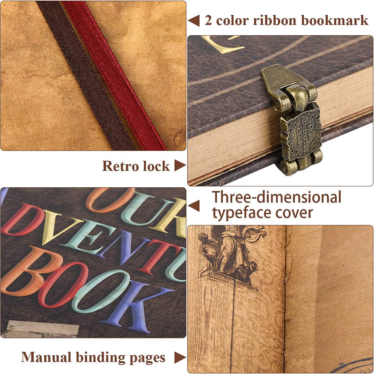Adventure Book | Travel Diary & Scrapbook - Vintage Photo Album for Weddings, Anniversaries & Gifts