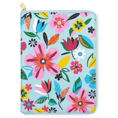kate spade new york 13.25" x 9.50" Faux Leather Notepad Zip Folio with Interior Pocket, Zipper Close, and Pen Loop (Safari Floral)