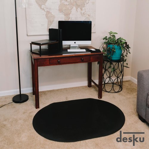 DESKU Super Oval Desk Chair Mat – Heavy-Duty PVC Mats for Carpet Floor Protection, Black, 36" x 48" Inches, Made in The USA