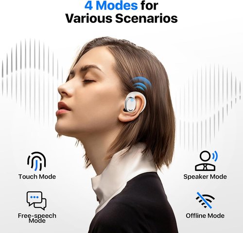 OWS AI Translation Earbuds - Real-Time 3-in-1 Device for 144 Languages & Accents | Perfect for Travel & Learning - White