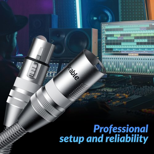 Kxable XLR to XLR Cable 6 Feet, Premium XLR Microphone Cable, Heavy Duty 22AWG OFC XLR Male to Female Cord, 3-Pin Shielded Mic Speaker Cable, Zinc Alloy Connectors, Metal Spring SR, White