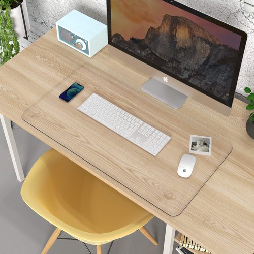 Oterri Clear Writing Desk Pad, 24’’x48” Heat Resistant Waterproof PVC Round Edge Durable Desk Protect Mat, Anti-Static Writing Mat Table Protector