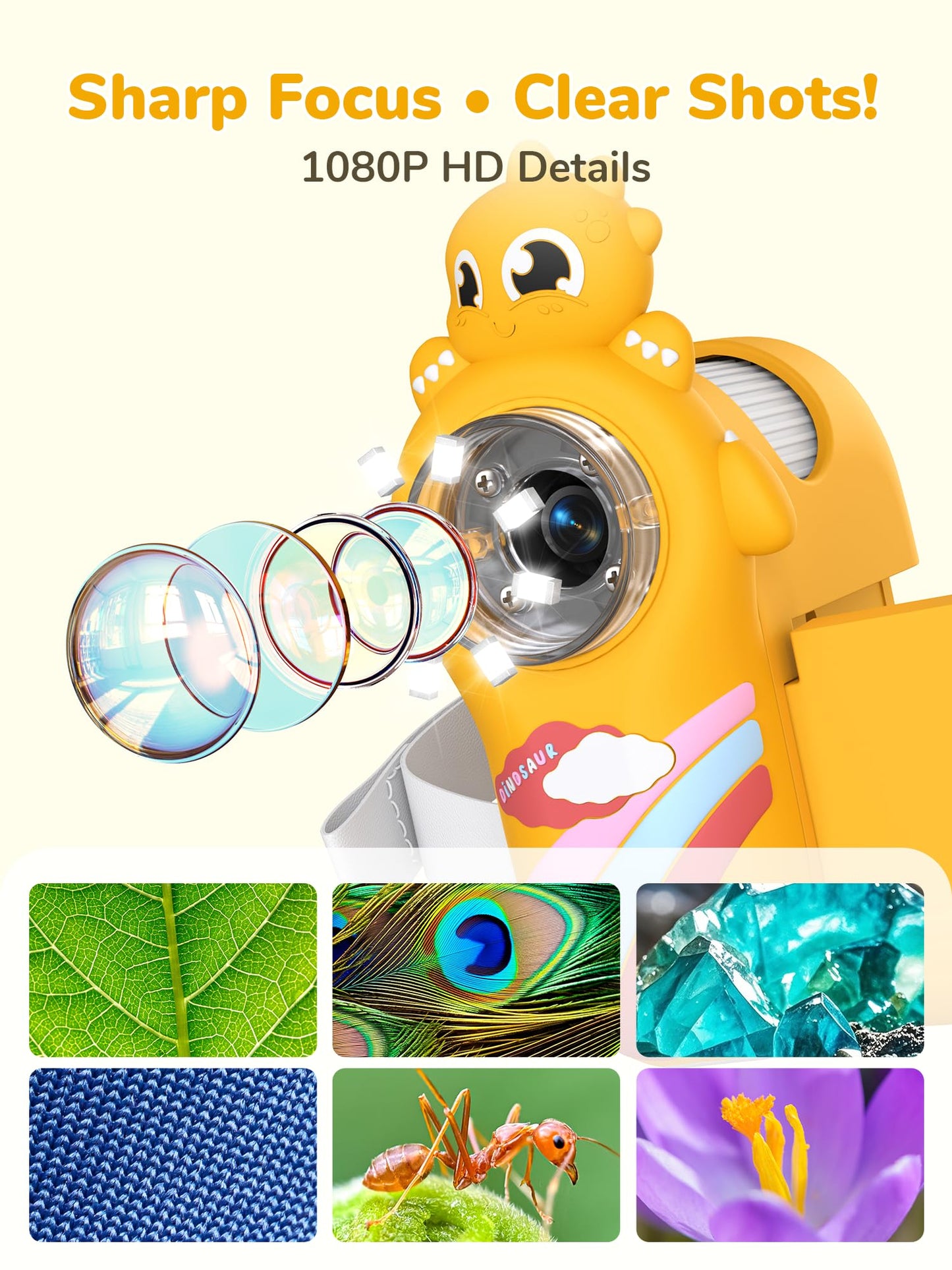 Think Buddy Digital Microscope for Kids - Handheld Pocket 1000X Zoom with 2" Screen Digital Kids Microscope, Portable Compact Body, for Education and Outdoor Activities