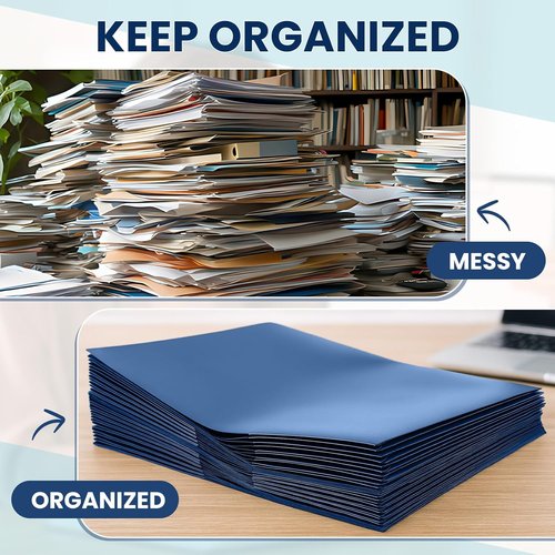 Henoyso 24 Pcs Plastic Presentation Folders - Heavy Duty 2 Pocket Letter Size, Blue for School & Office