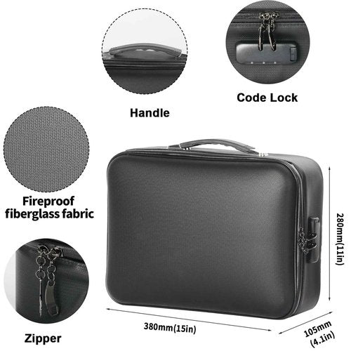 Zanoal Fireproof Safe Document File Organizer Box, 5200°F Portable File Organizer with Lock,Hard Case Highly Flame-Resistant Fire Proof Waterproof File Bag with Lock, Fire Safe Home Valuables Storage