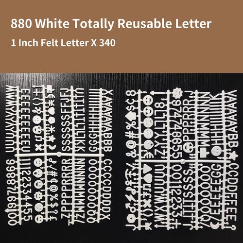 ArtBeek Felt Letter Board with 880 Letters 10 X 10” Letter Message Board for Classroom Decor Wall Mount Sign Board for DIY (White, 10X10)